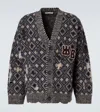 Wales Bonner Diamond Pattern Cardigan Patch Detail In Gray