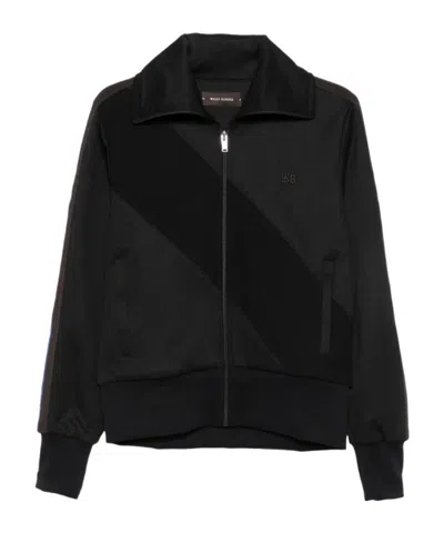 Wales Bonner Side-stripe Zip-up Sweatshirt In Black