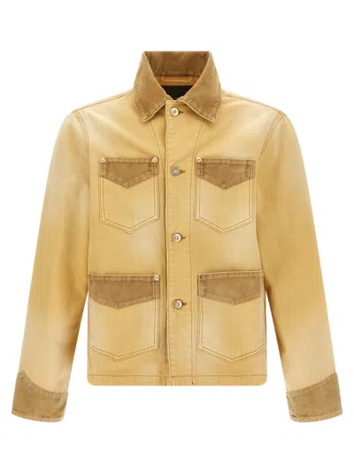 Wales Bonner Sierra Jacket Chest Pockets Corduroy Accents In Animal Print