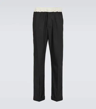 Wales Bonner Seine Wool Wide Leg Pants In Schwarz
