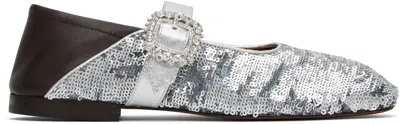 WALES BONNER SILVER & BROWN GLIDE BALLERINA FLATS
