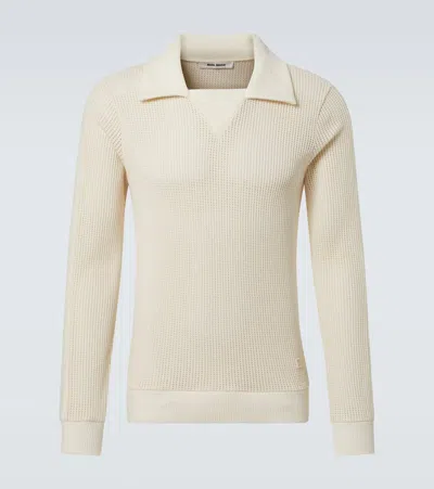 Wales Bonner Song Cotton Mesh Polo Shirt In Neutral
