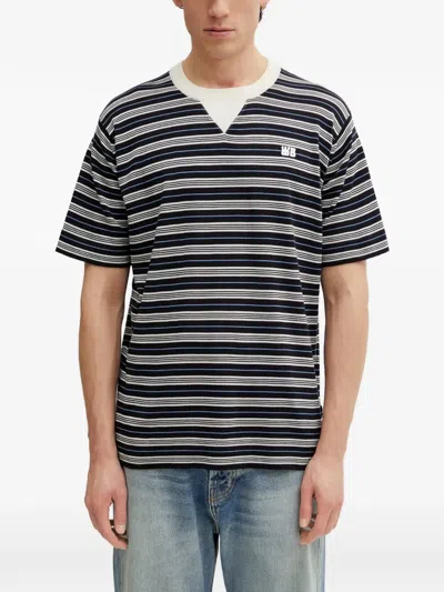 Wales Bonner Song Horizontal-striped T-shirt In Blue