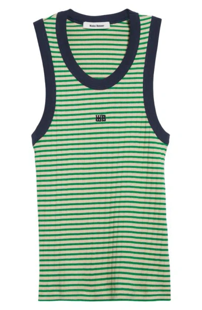 Wales Bonner Green Striped Knitted Tank Top - Women's - Supima Cotton/elastane In Patterned Green