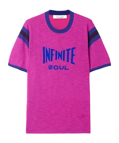 Wales Bonner Soul Flocked Cotton-blend T-shirt In Blue