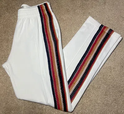 Pre-owned Wales Bonner Ss18  Track Pants Stripe Small Pattern Knit 2018 In White
