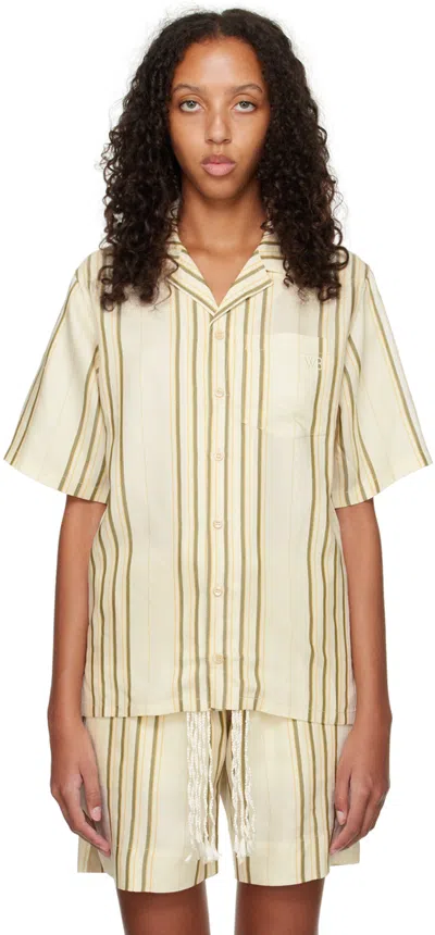 Wales Bonner Ssense Exclusive Beige Shirt In Ecru/yellow/green