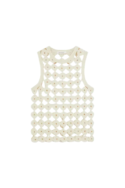 Wales Bonner Stanza Knit Crochet Vest Beige In Sand