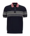 Wales Bonner 'daybreak' Striped Ribbed Polo Shirt In Black