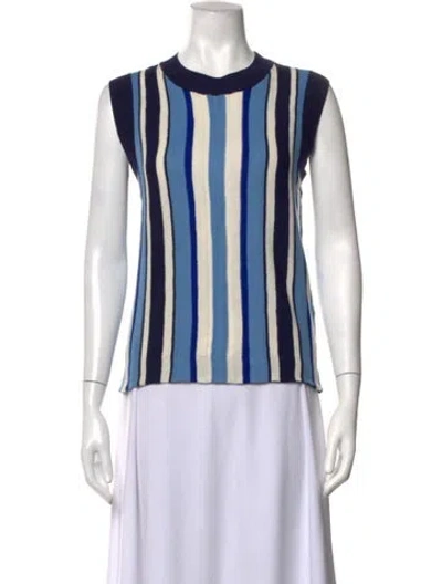 Pre-owned Wales Bonner Striped Crew Neck Sweater In Blue