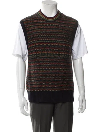 Pre-owned Wales Bonner Striped Crew Neck Sweater Vest In Black
