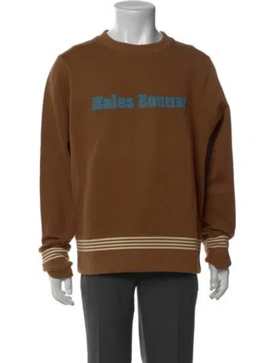 Pre-owned Wales Bonner Striped Crew Neck Sweatshirt In Brown