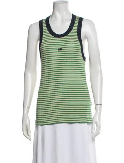 Pre-owned Wales Bonner Striped Crew Neck Top In Green