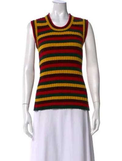 Pre-owned Wales Bonner Striped Crew Neck Top In Red