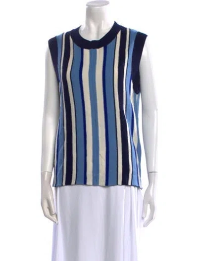 Pre-owned Wales Bonner Striped Crew Neck Top W/ Tags In Blue