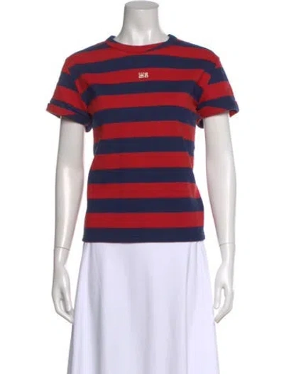 Pre-owned Wales Bonner Striped Crew Neck T-shirt In Red