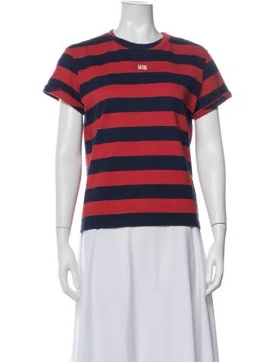 Pre-owned Wales Bonner Striped Crew Neck T-shirt In Red