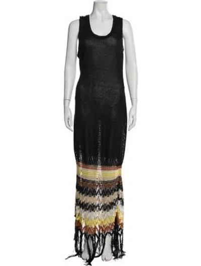 Pre-owned Wales Bonner Striped Long Dress In Black