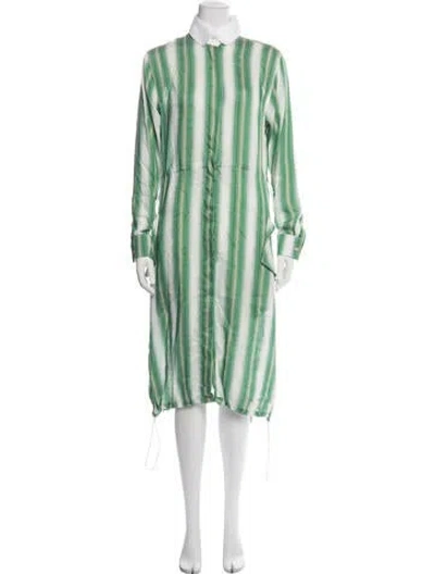 Pre-owned Wales Bonner Striped Long Dress W/ Tags In Green