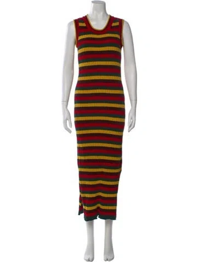Pre-owned Wales Bonner Striped Long Dress In Yellow