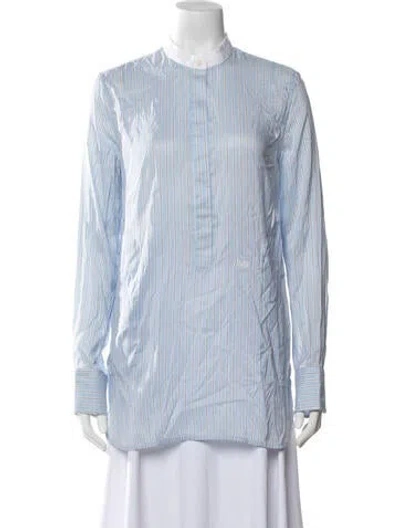 Pre-owned Wales Bonner Striped Long Sleeve Button-up Top In Blue