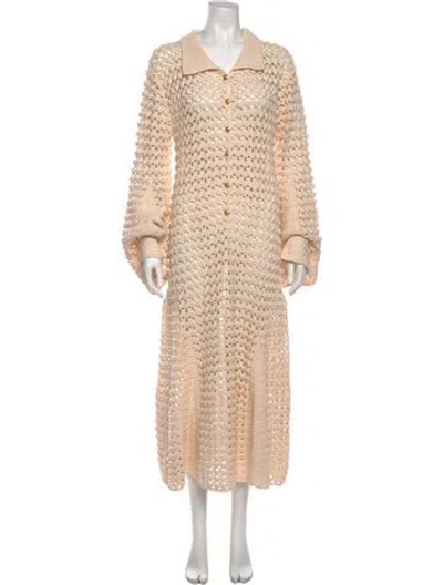 Pre-owned Wales Bonner Striped Midi Length Dress In Neutral