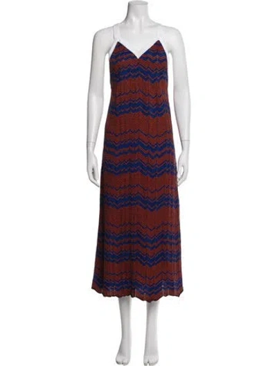 Pre-owned Wales Bonner Striped Midi Length Dress In Orange