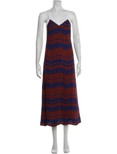 Pre-owned Wales Bonner Striped Midi Length Dress In Orange