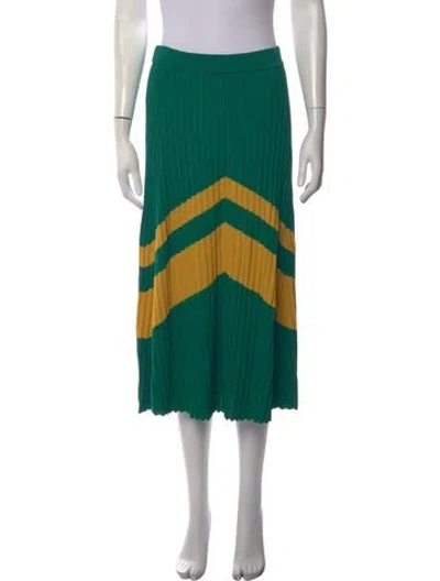 Pre-owned Wales Bonner Striped Midi Length Skirt In Green