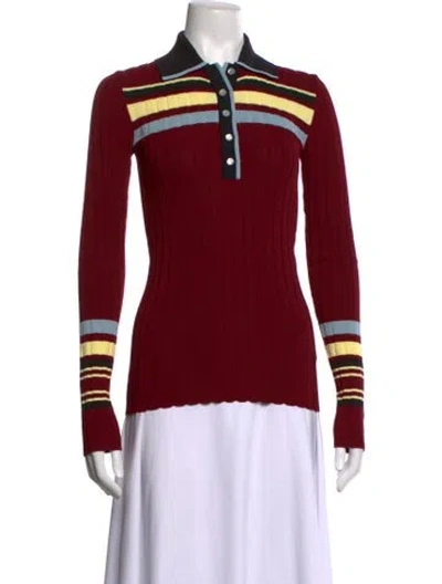 Pre-owned Wales Bonner Striped Sweater In Burgundy