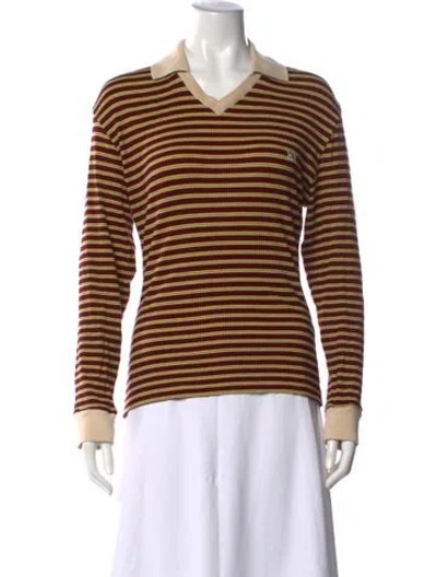 Pre-owned Wales Bonner Striped V-neck Polo In Red