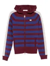 Wales Bonner Striped Zip-up Hoodie In Red