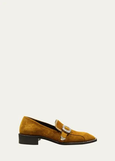 Wales Bonner Suede Embellished Buckle Slip-on Loafers In 20020 519 Tan