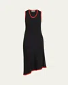 Wales Bonner Sun Asymmetric Knit Cutout Sleeveless Midi Dress In Black
