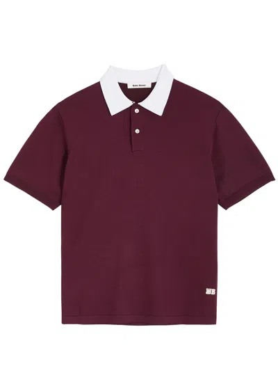 Wales Bonner Sun Wool-blend Polo Shirt In Bordeaux