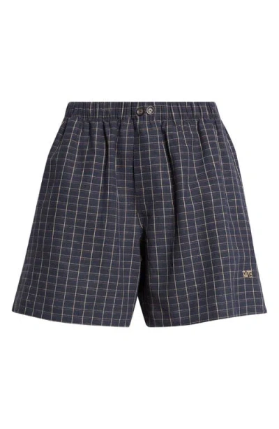 Wales Bonner Sunday Check Linen Shorts In Blue