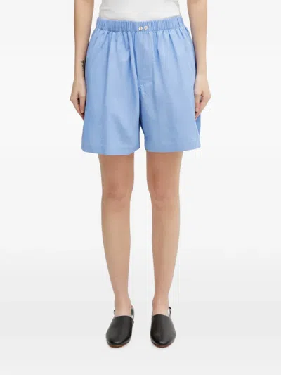 Wales Bonner Sunday Elasticated-waistband Logo-embroidered Shorts In Blue