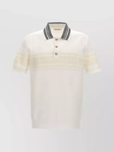 Wales Bonner 'sunrise' Striped Collar Polo Shirt In White