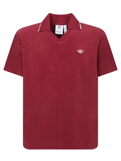 Wales Bonner Bordeaux Terry Polo With Contrasting Details In Red