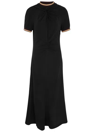 Wales Bonner The Wing Twisted Cotton Midi Dress In Black