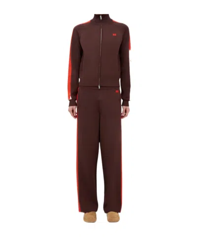 Wales Bonner Tide Crochet-trim Track Pants In Brown