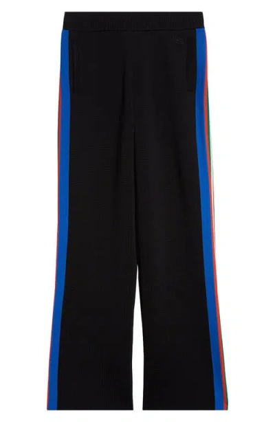 Wales Bonner Tide Striped Knitted Sweatpants In Black