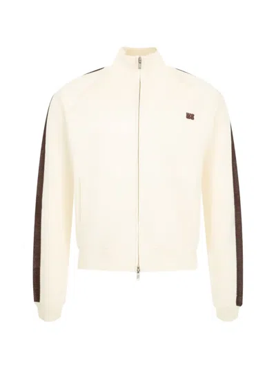 Wales Bonner Tide Logo-embroidered Knitted Jacket In White