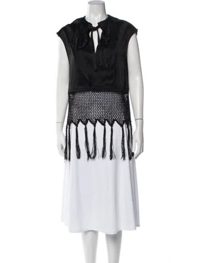 Pre-owned Wales Bonner Tie Neck Sleeveless Top In Black
