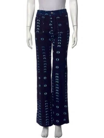Pre-owned Wales Bonner Tie-dye Print Wide Leg Pants W/ Tags In Blue