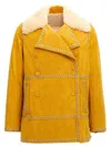 Wales Bonner 'studded Shearling Collar Double-breasted Jacket' In Yellow
