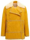 Wales Bonner 'studded Shearling Collar Double-breasted Jacket' In Yellow
