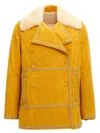 Wales Bonner 'studded Shearling Collar Double-breasted Jacket' In Yellow