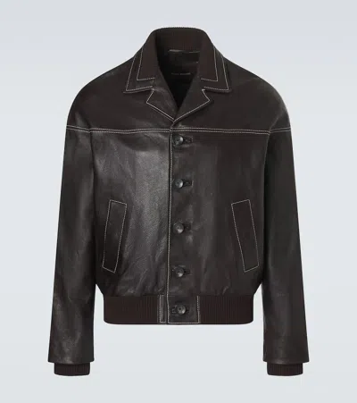 Wales Bonner Time Leather Jacket In Black