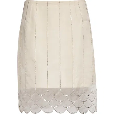 Wales Bonner Triumph Embellished Silk-organza Skirt In Neutral